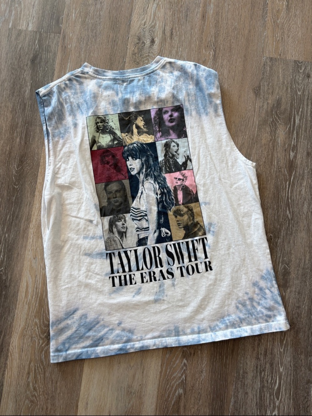 White Tie-Dye Sleeveless Graphic Top - The Eras Tour Taylor Swift